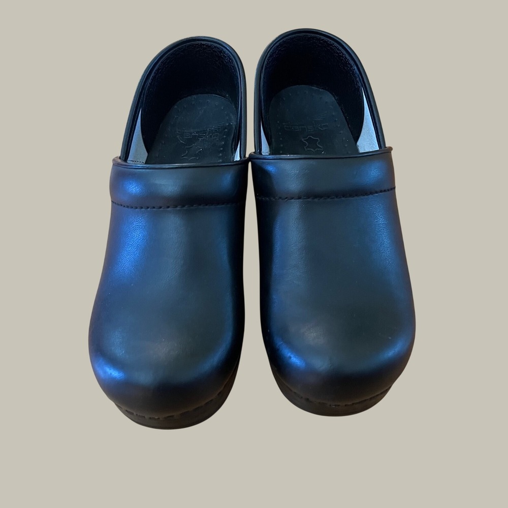 Dansko Black Leather Clogs Women's UK 38 US 7.5-8 work wear comfort nursing